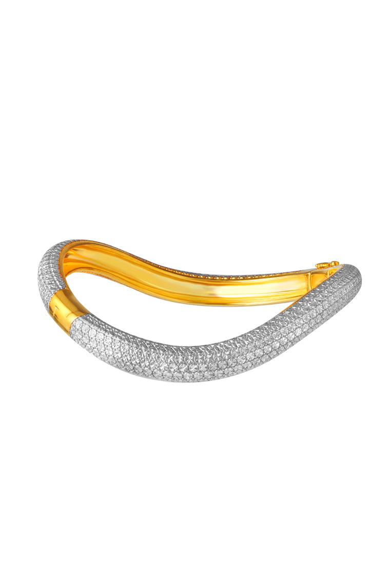 TOMEI Diamond Cut Collection Wavy Bangle, Yellow Gold 916