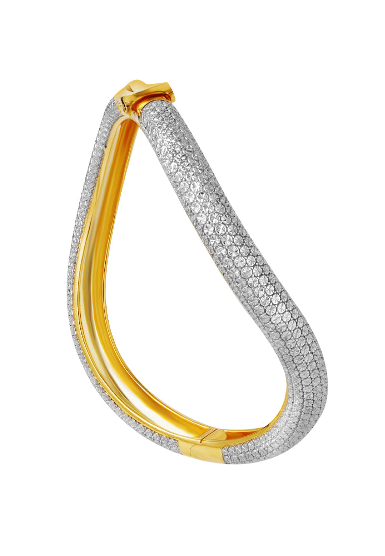TOMEI Diamond Cut Collection Wavy Bangle, Yellow Gold 916