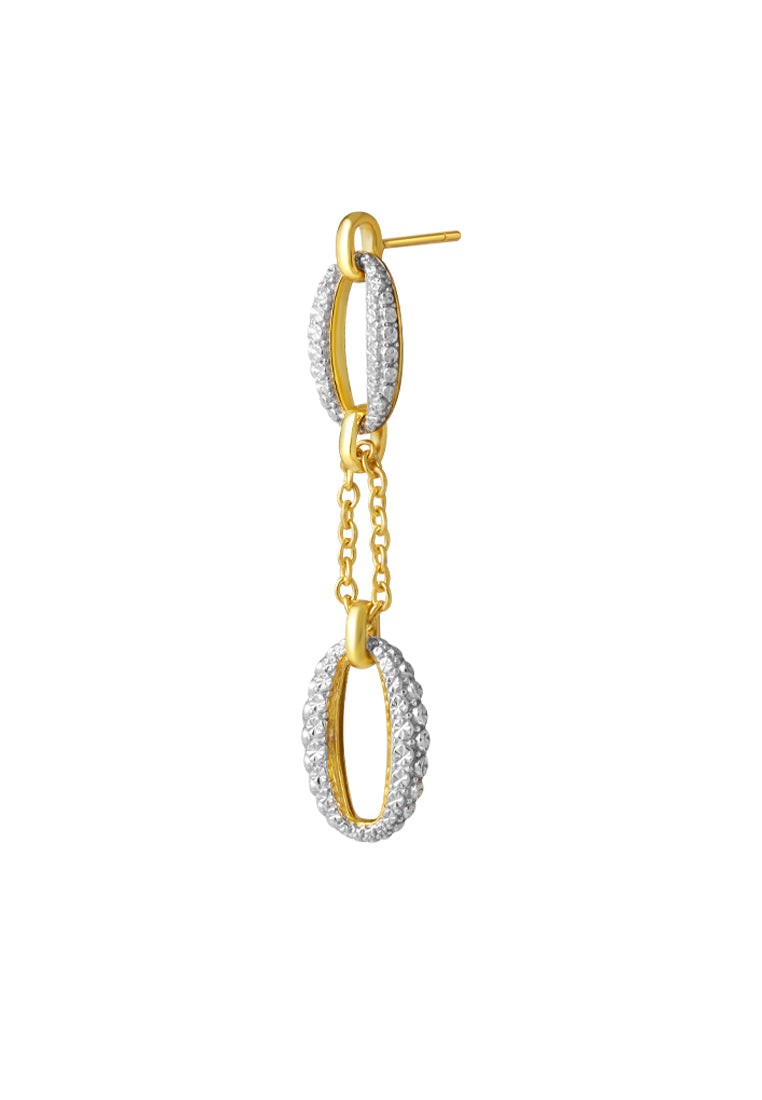 TOMEI Diamond Cut Collection Refined Oval Earrings, Yellow Gold 916