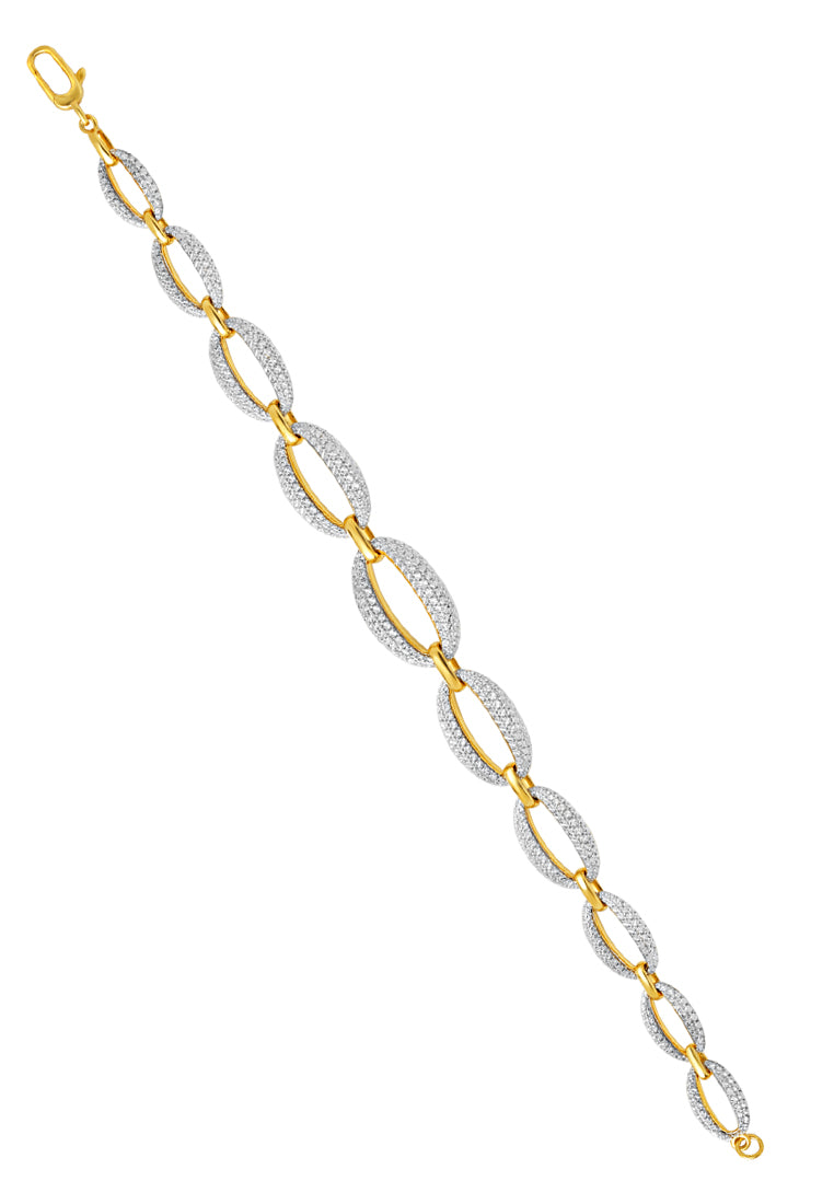 TOMEI Diamond Cut Collection Refined Oval Bracelet, Yellow Gold 916