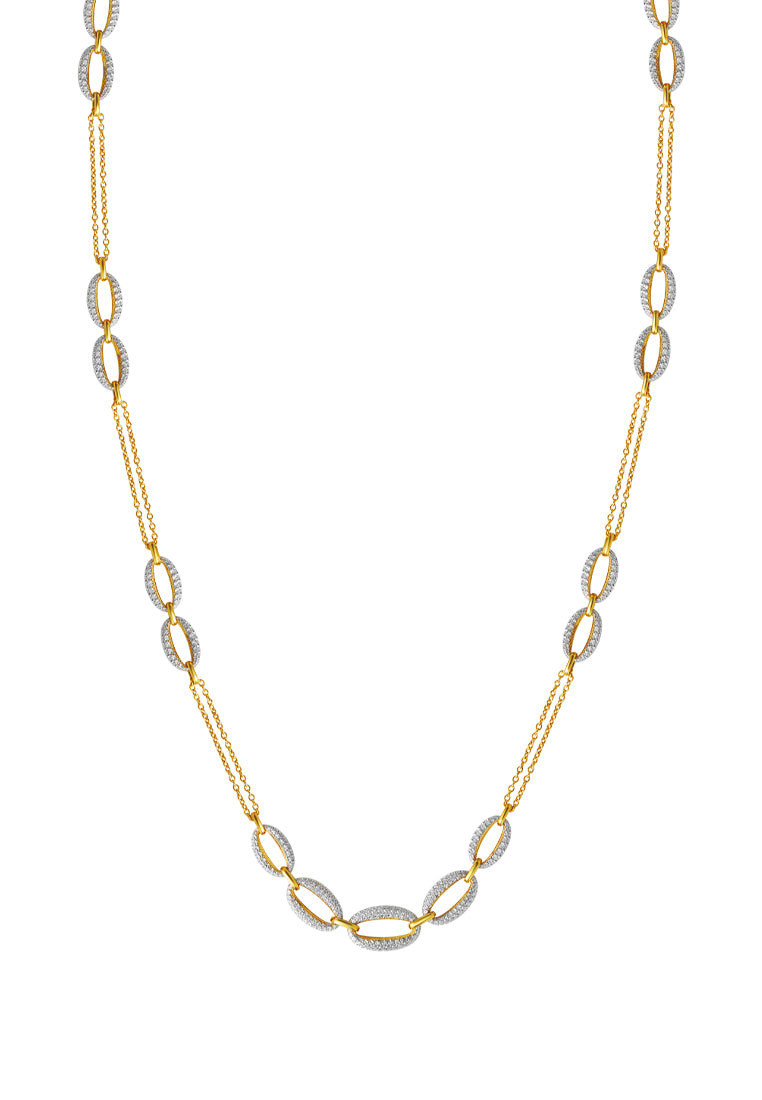 TOMEI Diamond Cut Collection Refined Oval Necklace, Yellow Gold 916