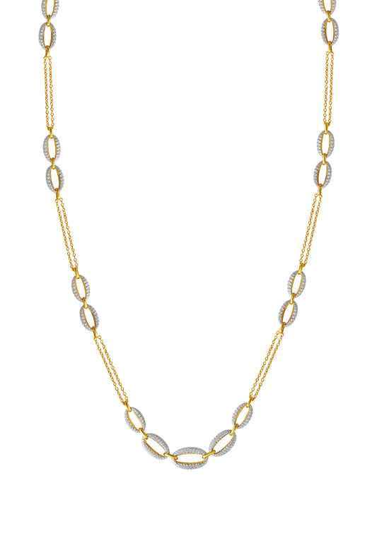 TOMEI Diamond Cut Collection Refined Oval Necklace, Yellow Gold 916