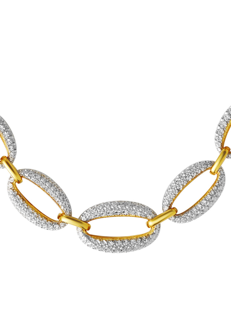TOMEI Diamond Cut Collection Refined Oval Necklace, Yellow Gold 916
