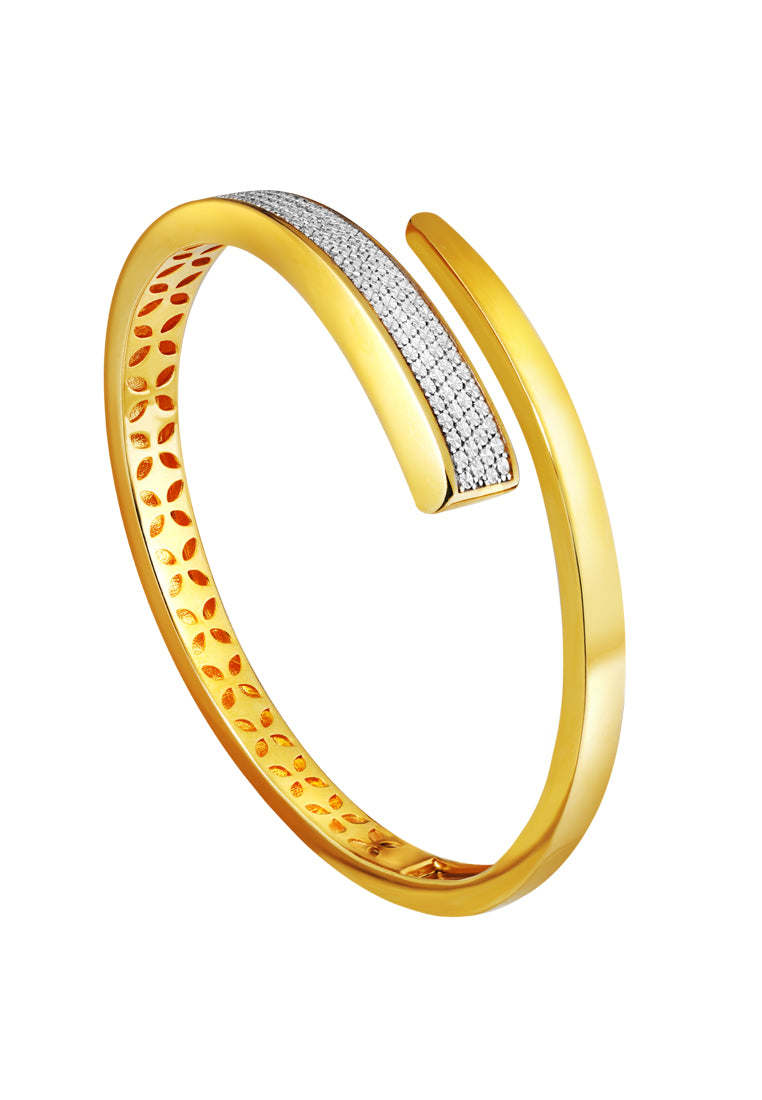 TOMEI Anastasia Dual-Tone Extended C-Shape Bangle, Yellow Gold 916