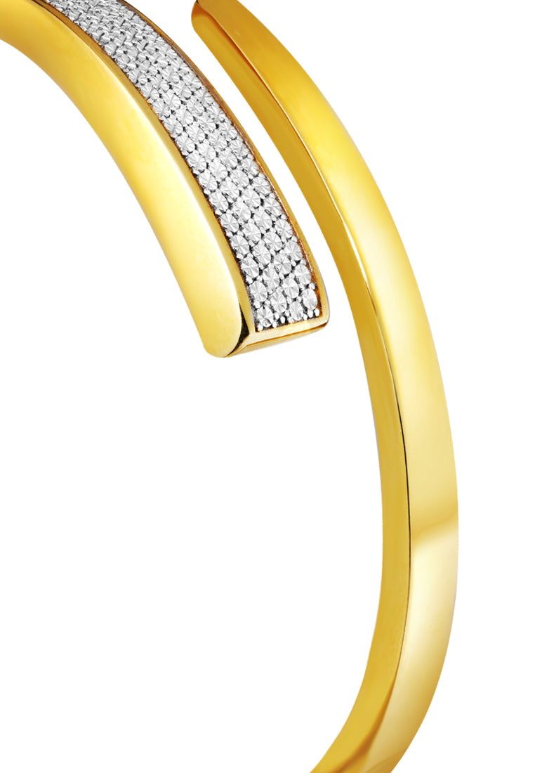 TOMEI Anastasia Dual-Tone Extended C-Shape Bangle, Yellow Gold 916