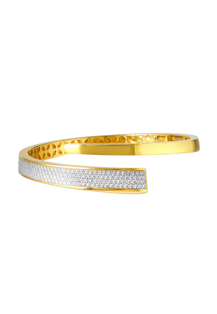 TOMEI Anastasia Dual-Tone Extended C-Shape Bangle, Yellow Gold 916