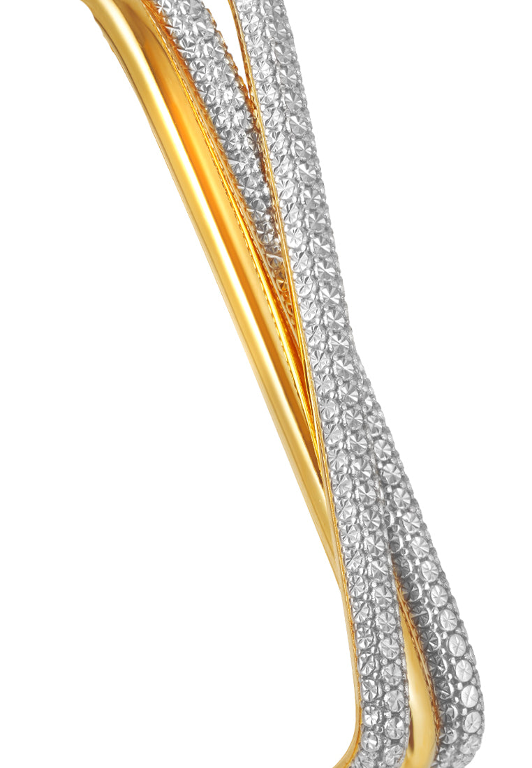 TOMEI Diamond Cut Collection Intersecting Bangle, Yellow Gold 916