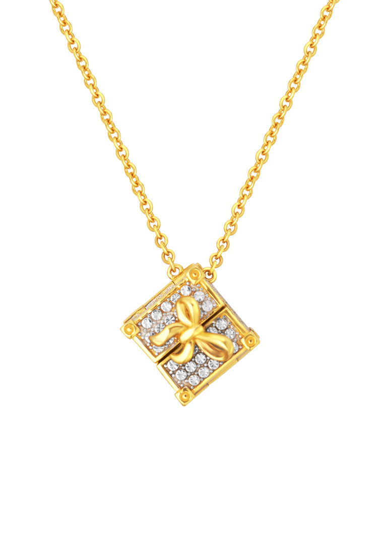 TOMEI Diamond Cut Collection Gift Box Necklace, Yellow Gold 916