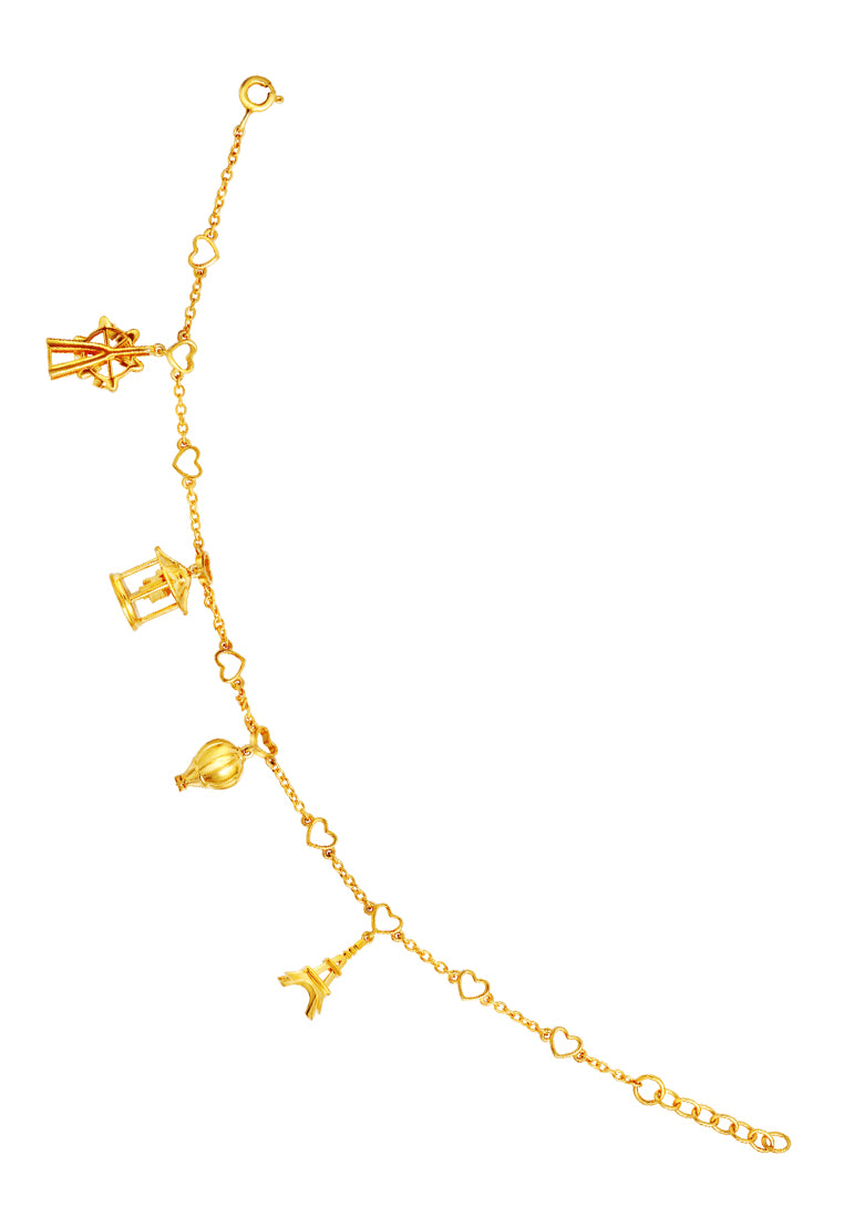 TOMEI Travel With Love Bracelet, Yellow Gold 916