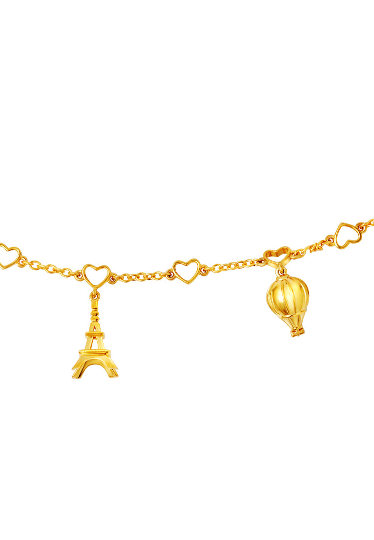TOMEI Travel With Love Bracelet, Yellow Gold 916