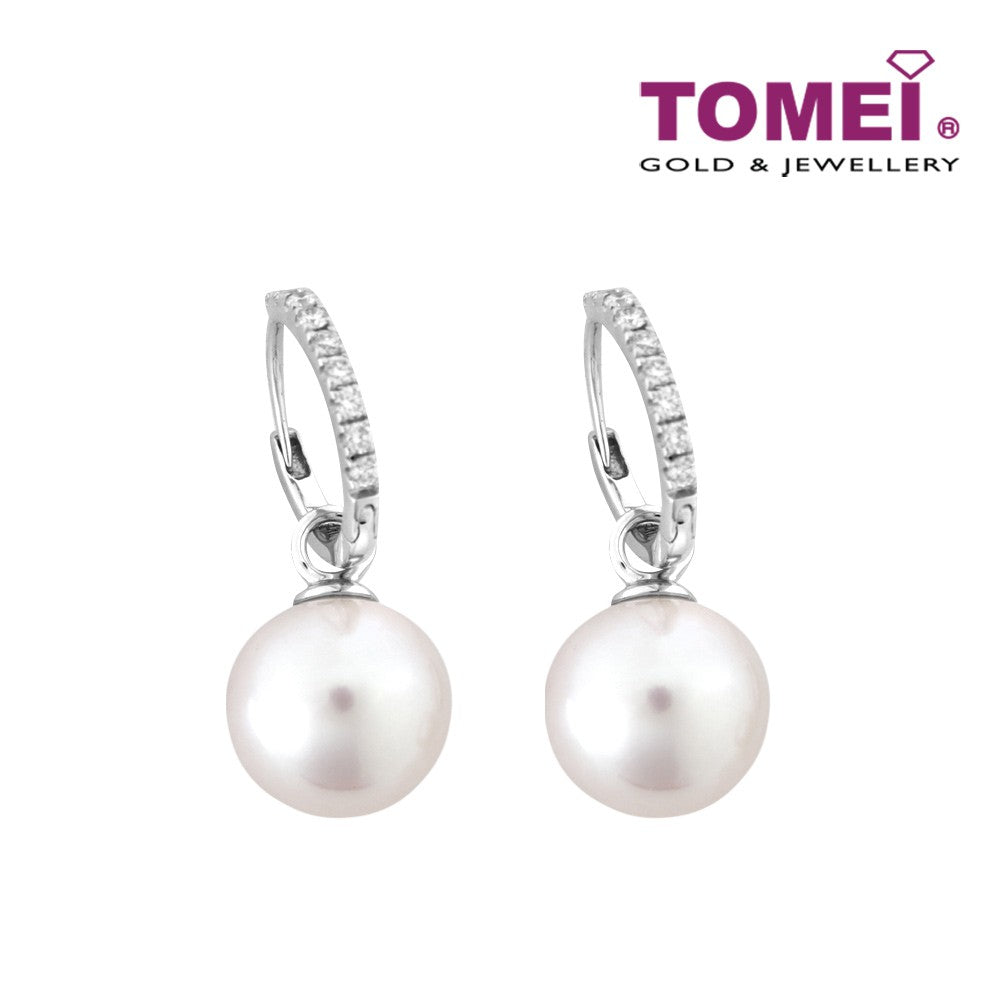 TOMEI Souly Bewitched Pearl Earrings, White/Yellow Gold 585 (E802)