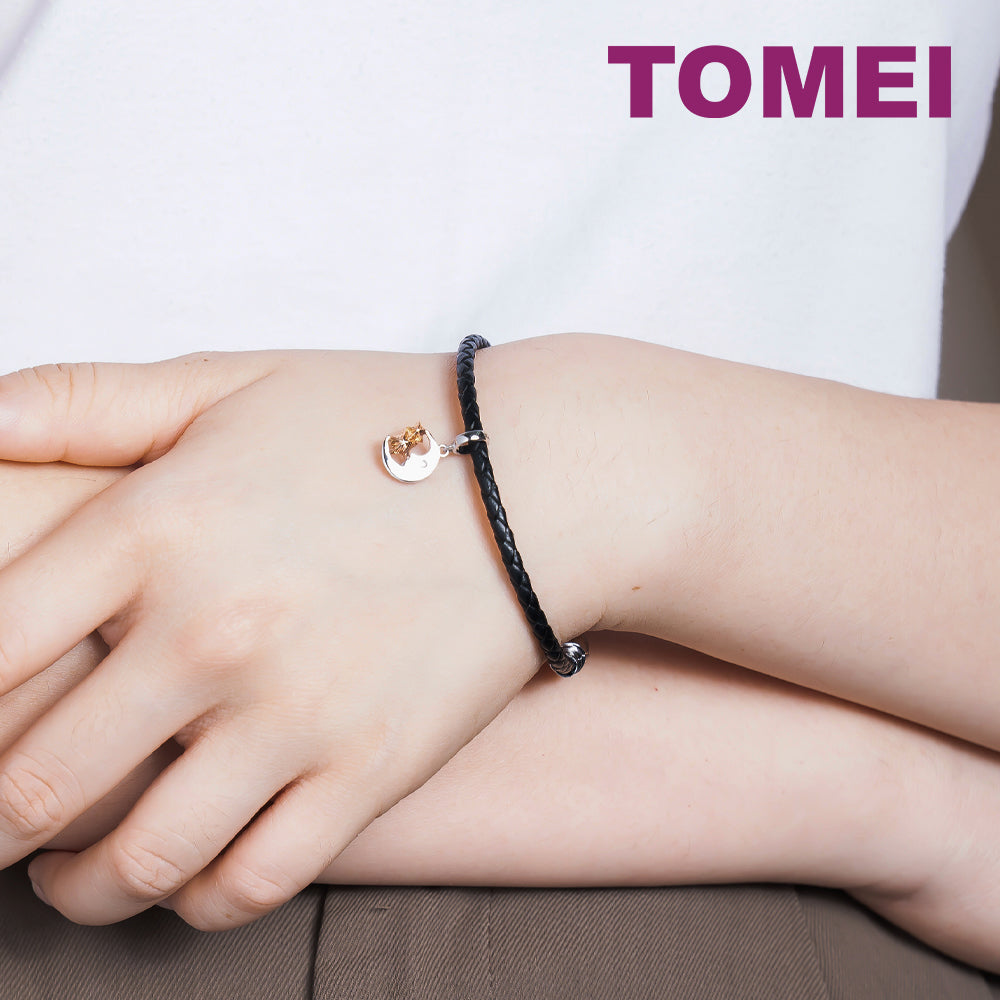 TOMEI Kissing Moon & Stars Charm, White+Rose Gold 585
