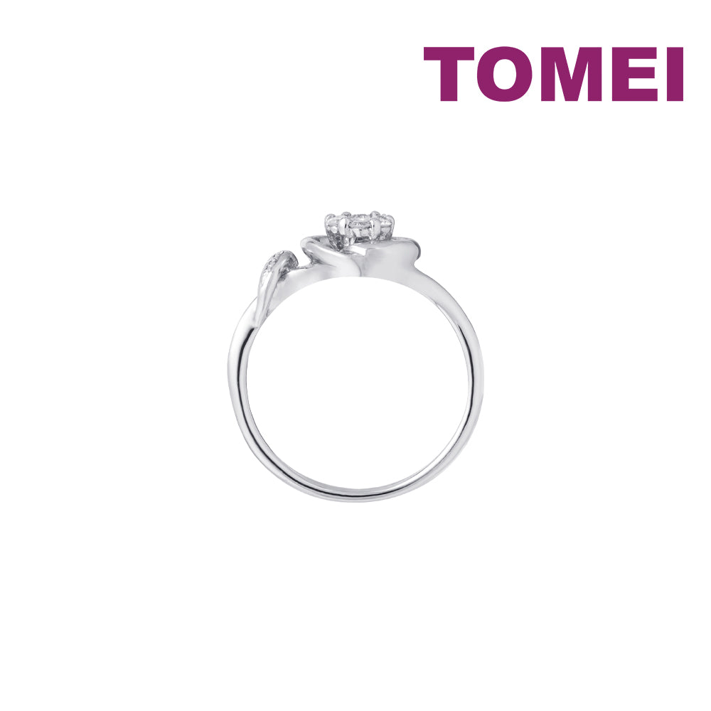 TOMEI Minimalist Blossom Diamond Ring, White Gold 375