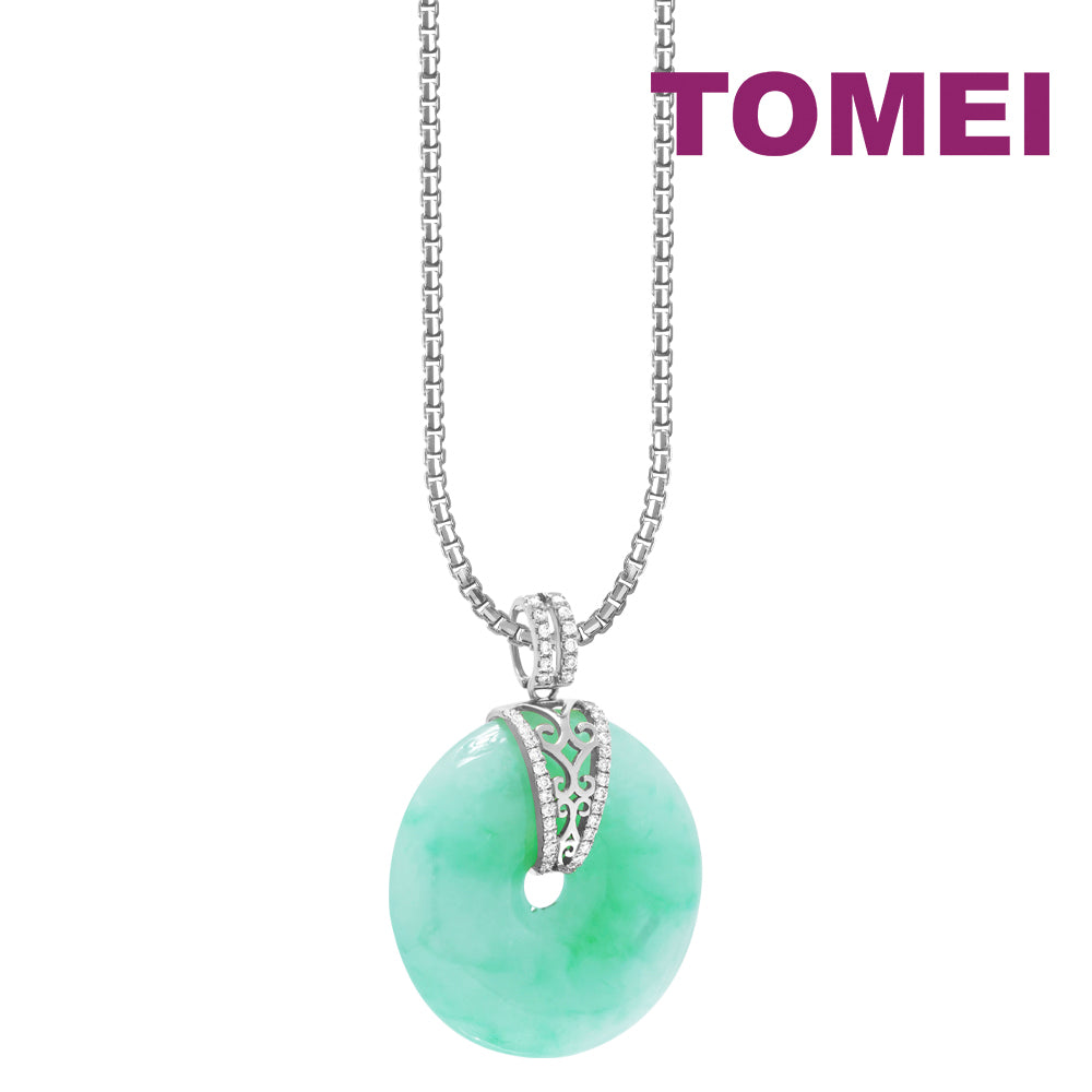 TOMEI The Soothing and Cool Jade Pendant, White/Yellow Gold 750