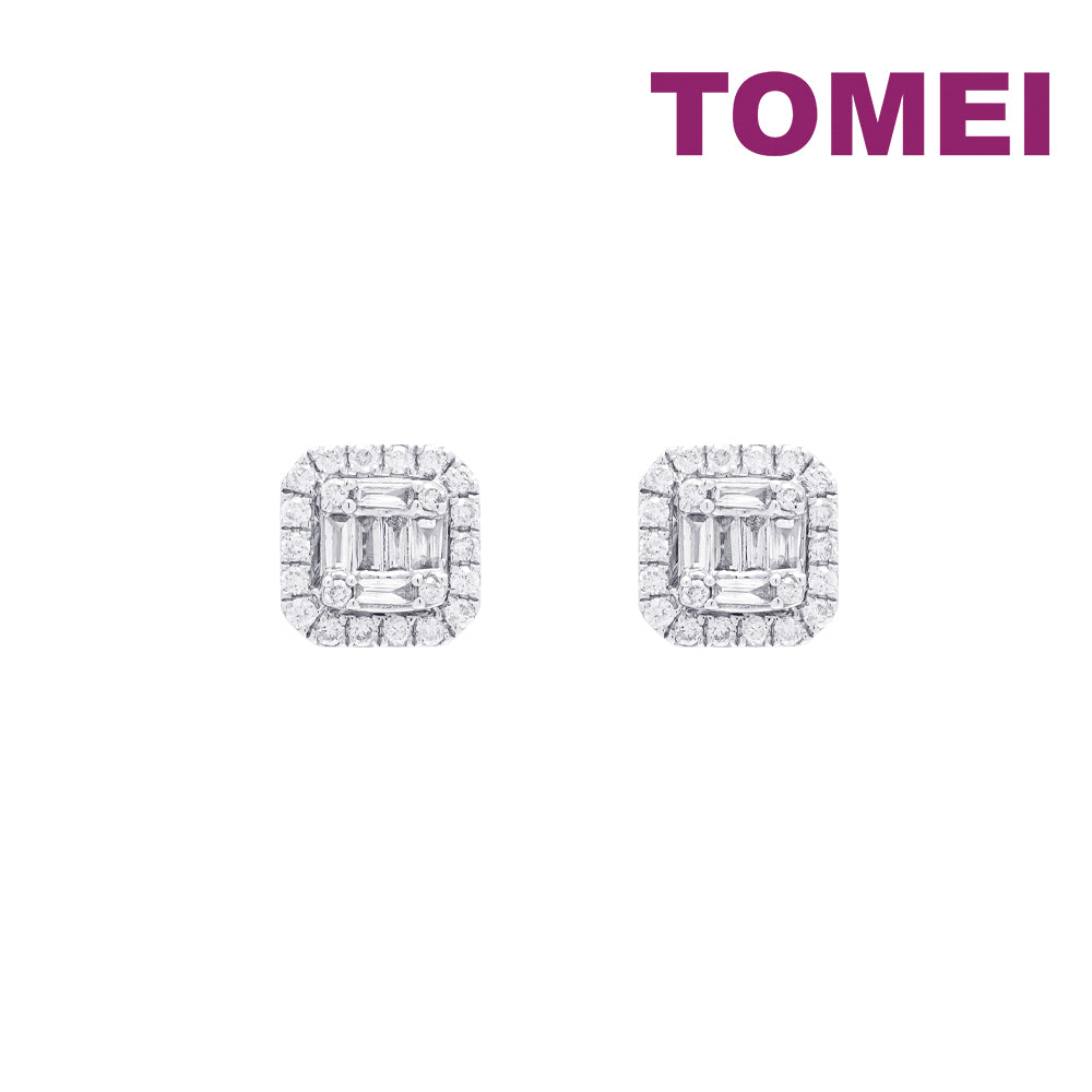 TOMEI Radiant Glowing Diamond Earrings, White Gold 750