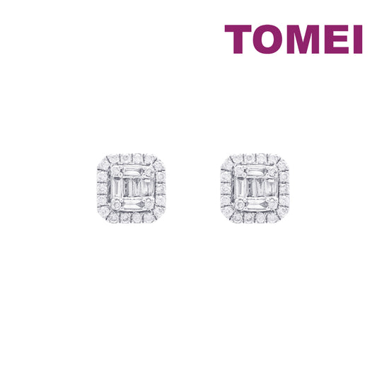 TOMEI Radiant Glowing Diamond Earrings, White Gold 750