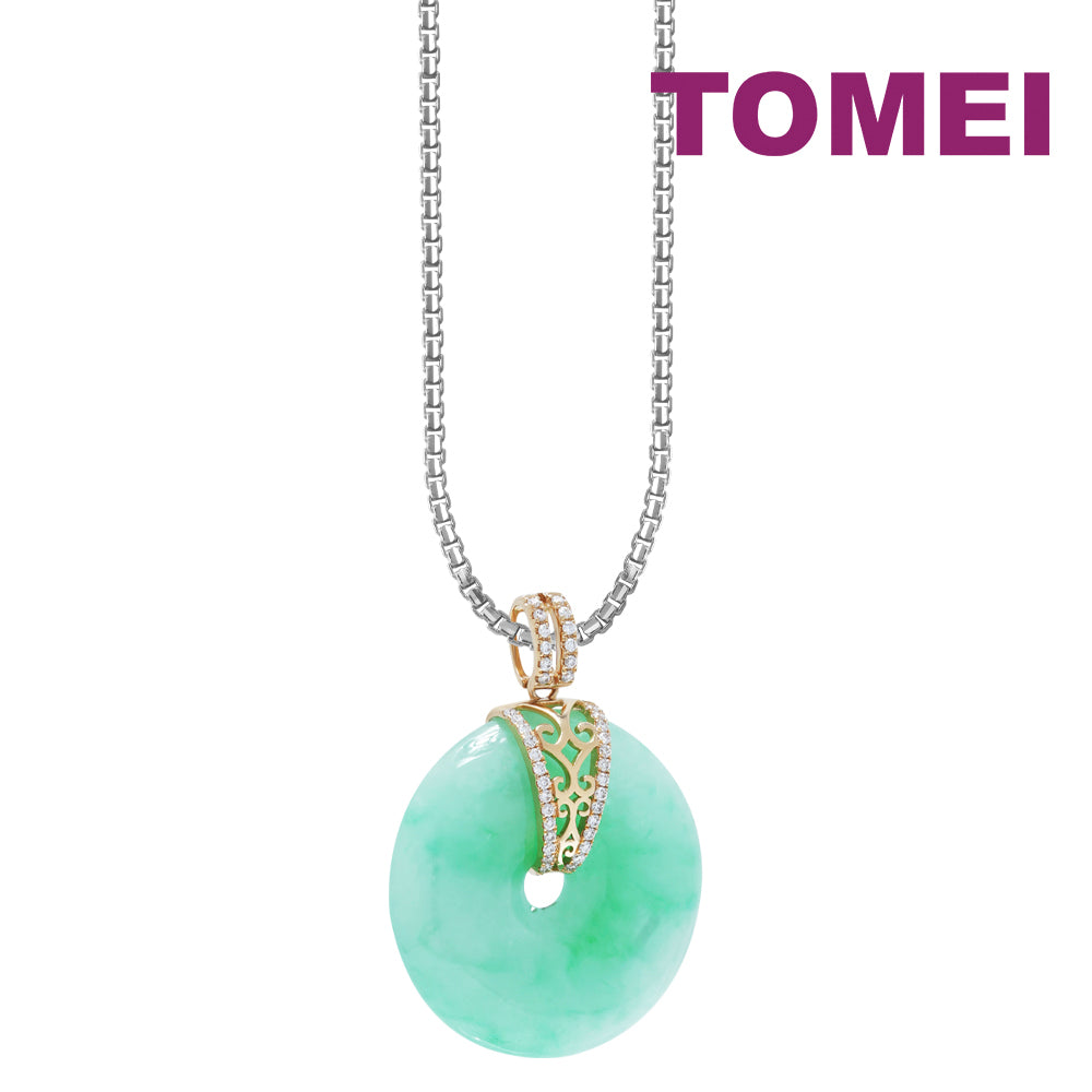 TOMEI The Soothing and Cool Jade Pendant, White/Yellow Gold 750