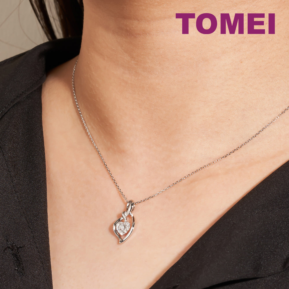 TOMEI Diamond Pendant Set, White Gold 585