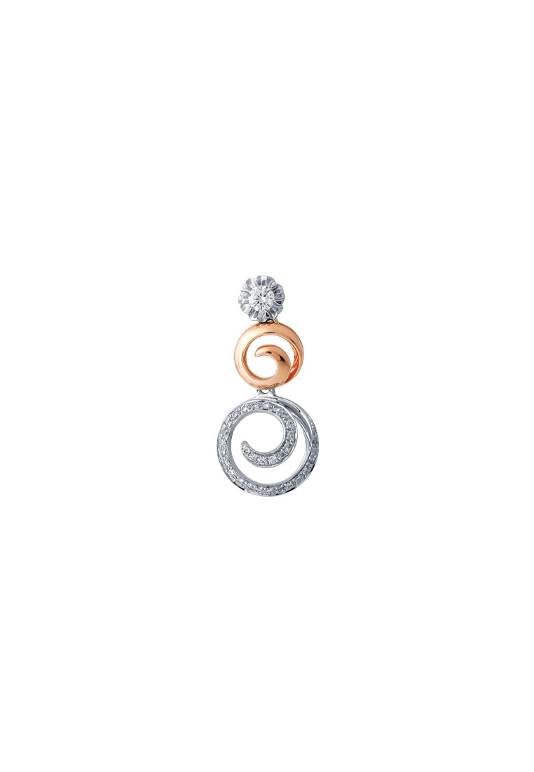 TOMEI Dual-Tone Joyous Diamond Pendant, White Gold 750