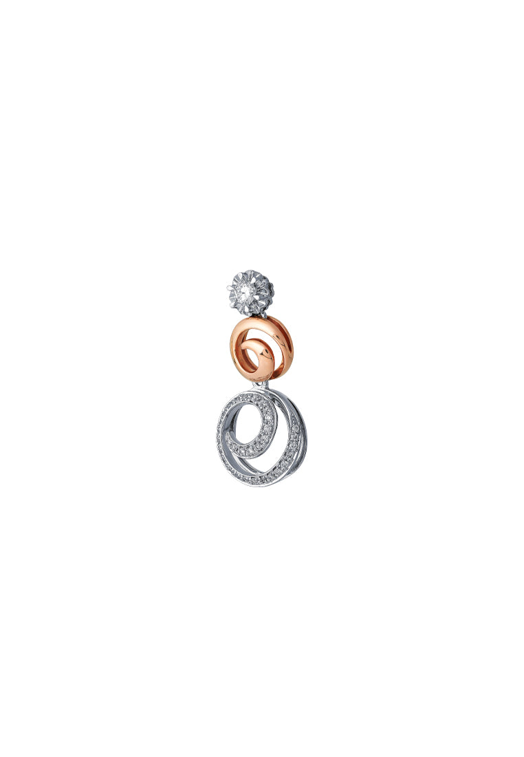 TOMEI Dual-Tone Joyous Diamond Pendant, White Gold 750