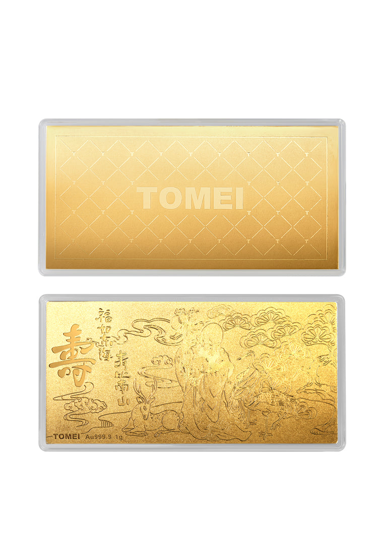TOMEI Birthday Blessed Gold Wafer 1G, Yellow Gold 9999