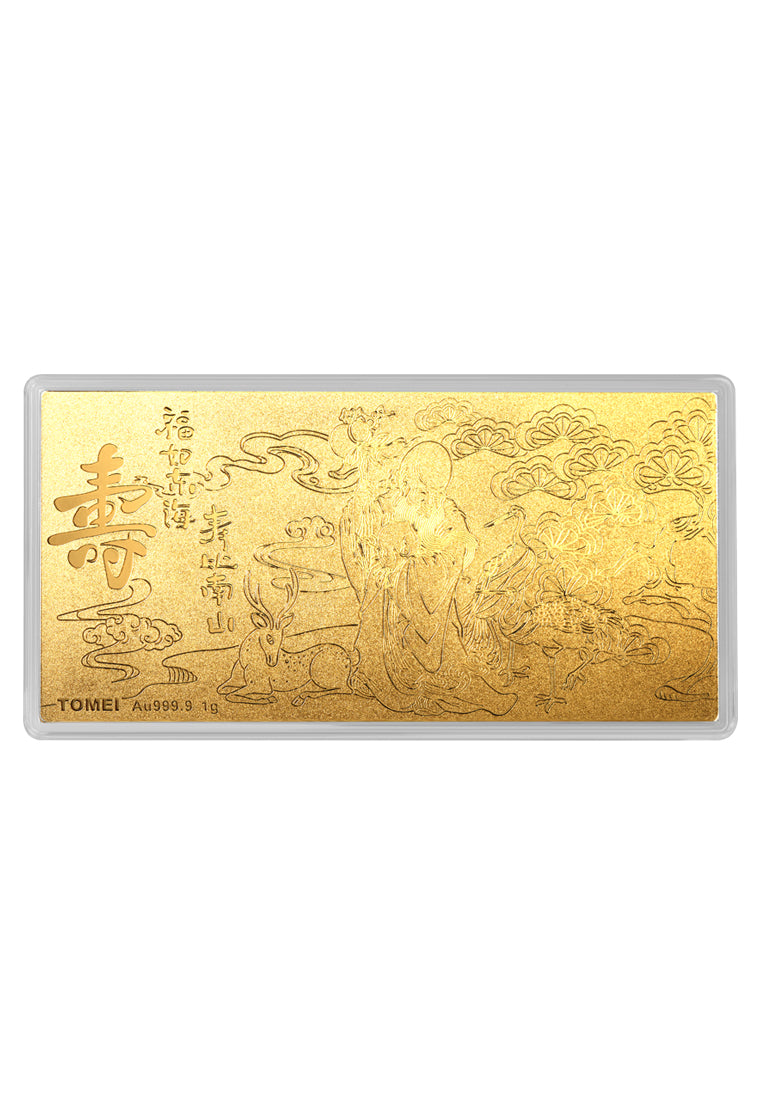 TOMEI Birthday Blessed Gold Wafer 1G, Yellow Gold 9999