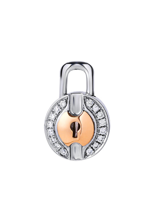 TOMEI Love Lock Collection Diamond Pendant, White+Rose Gold 750