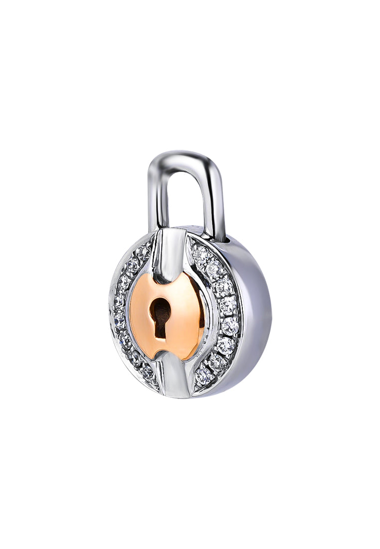 TOMEI Love Lock Collection Diamond Pendant, White+Rose Gold 750