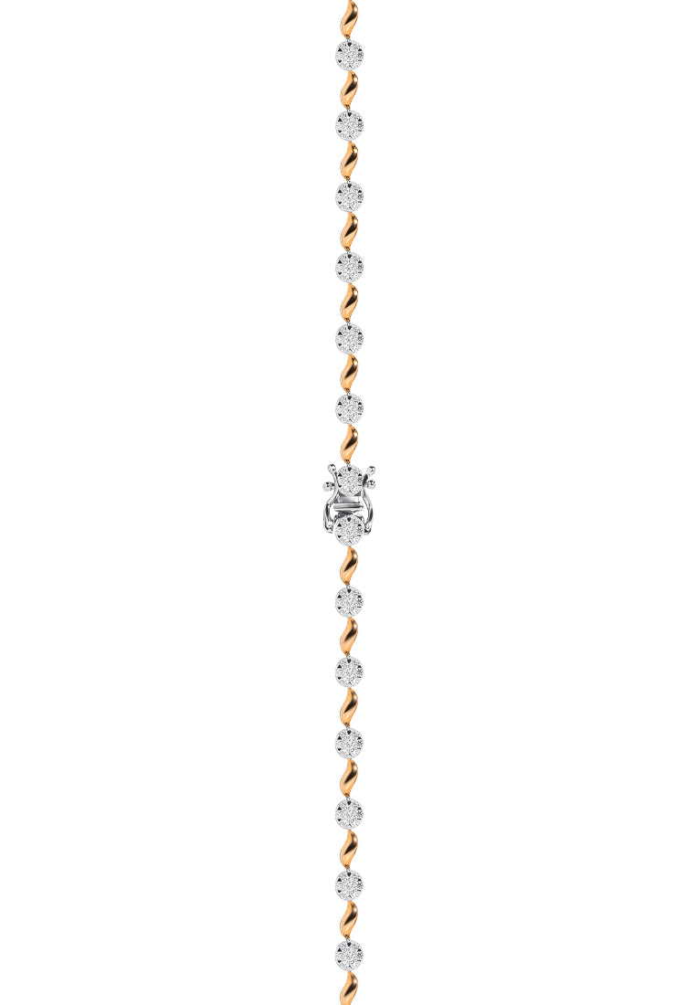 TOMEI Diamond Bracelet, White+Rose Gold 750