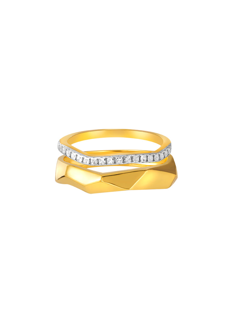 TOMEI Diamond Cut Collection 2-in-1 Ring, Yellow Gold 916