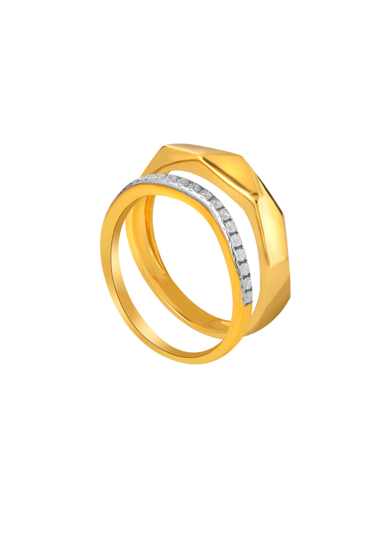 TOMEI Diamond Cut Collection 2-in-1 Ring, Yellow Gold 916