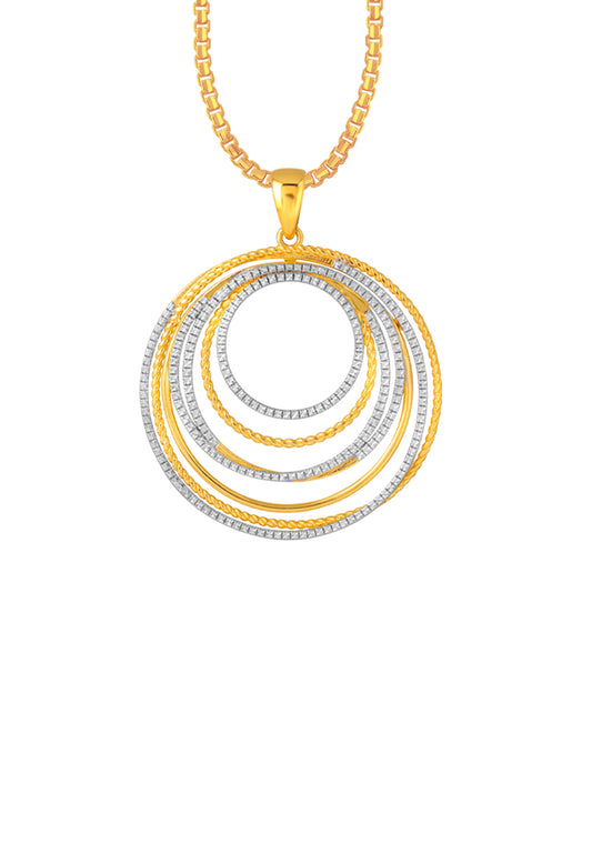 TOMEI Diamond Cut Collection Circular Pendant, Yellow Gold 916