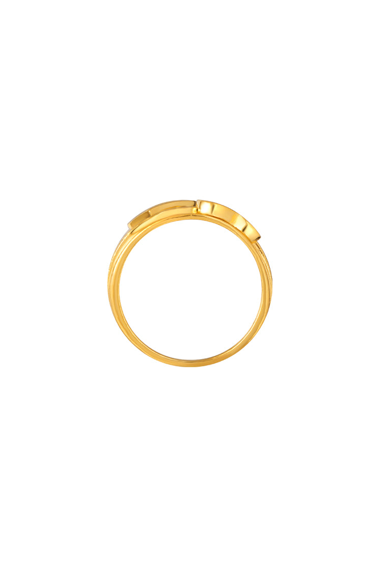 TOMEI Duo Heart Printed Ring, Yellow Gold 916