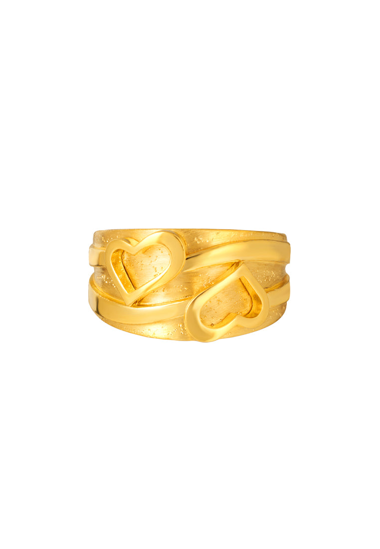 TOMEI Duo Heart Printed Ring, Yellow Gold 916