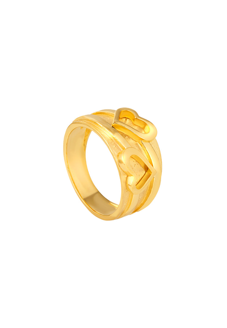 TOMEI Duo Heart Printed Ring, Yellow Gold 916