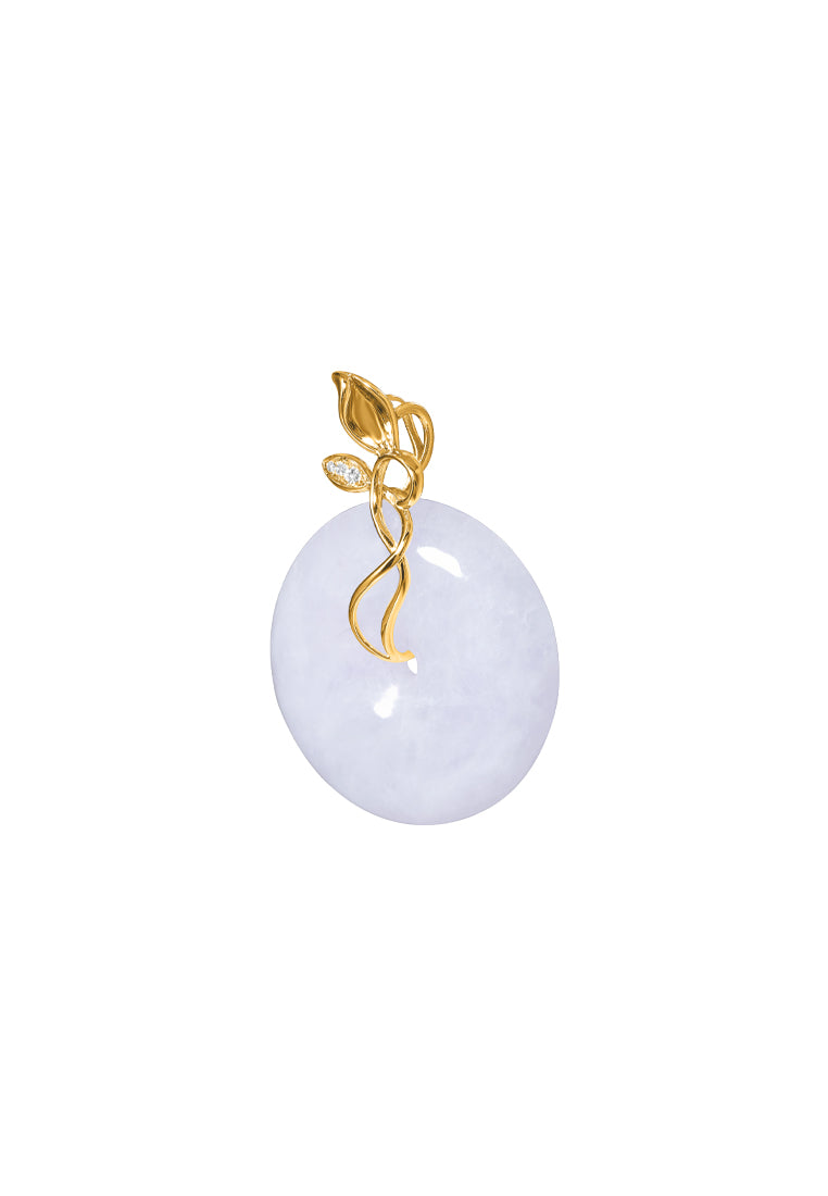 TOMEI Blooming Leaves Jade Pendant, Yellow Gold 750