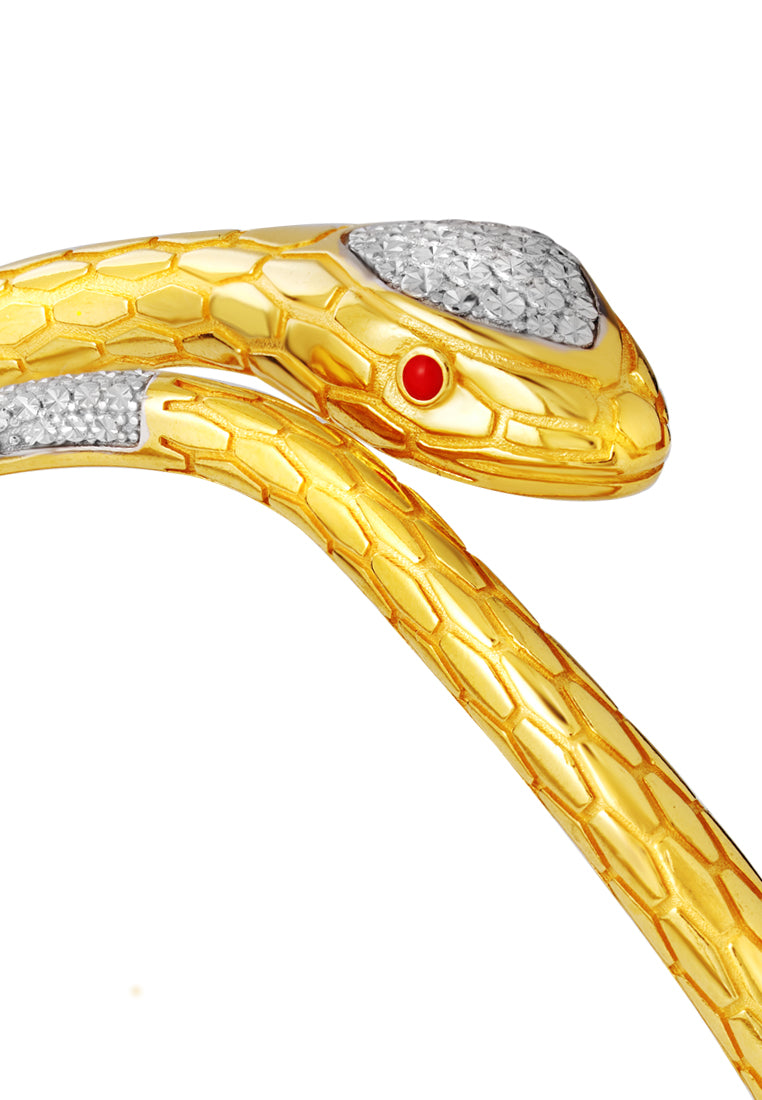 TOMEI Diamond Cut Collection, The Golden Snake Bangle, Yellow Gold 916