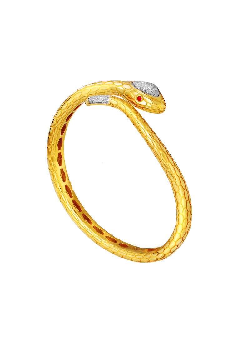 TOMEI Diamond Cut Collection, The Golden Snake Bangle, Yellow Gold 916