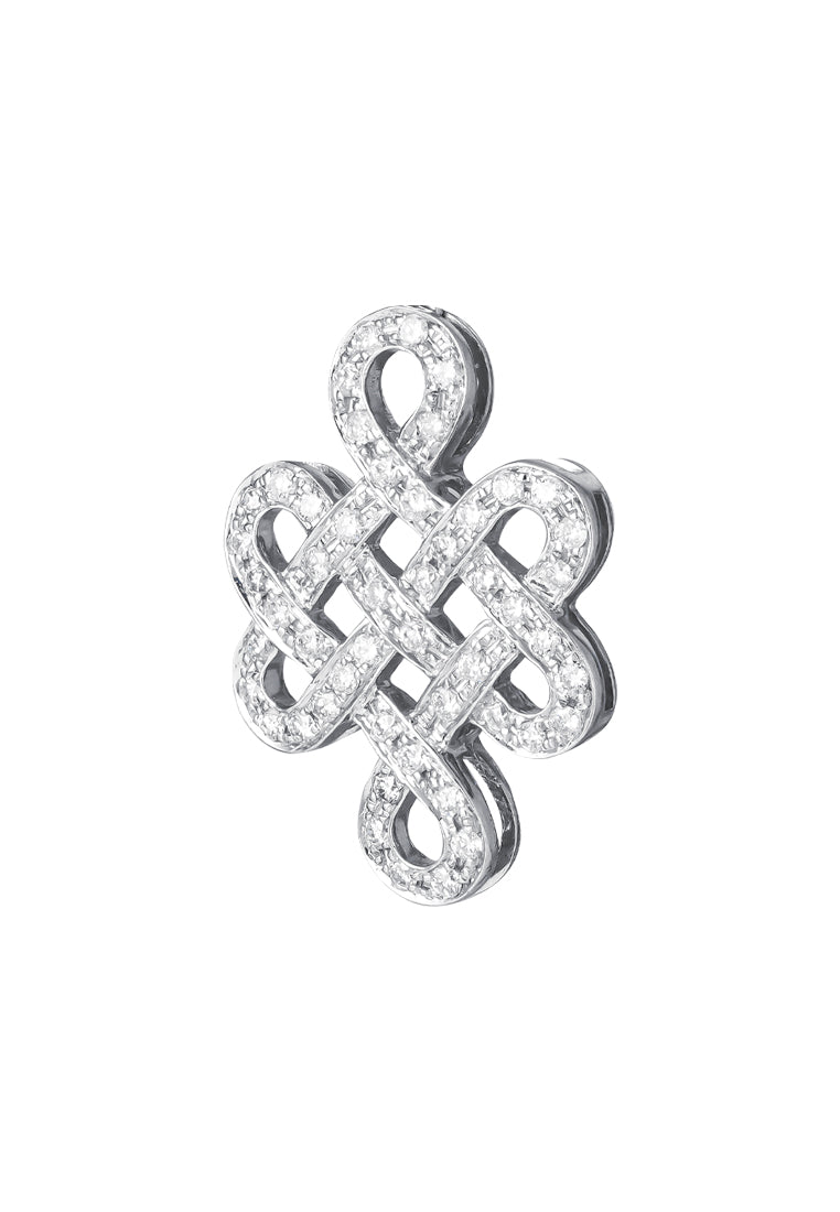 TOMEI Ruyi Knot Diamond Pendant, White Gold 750
