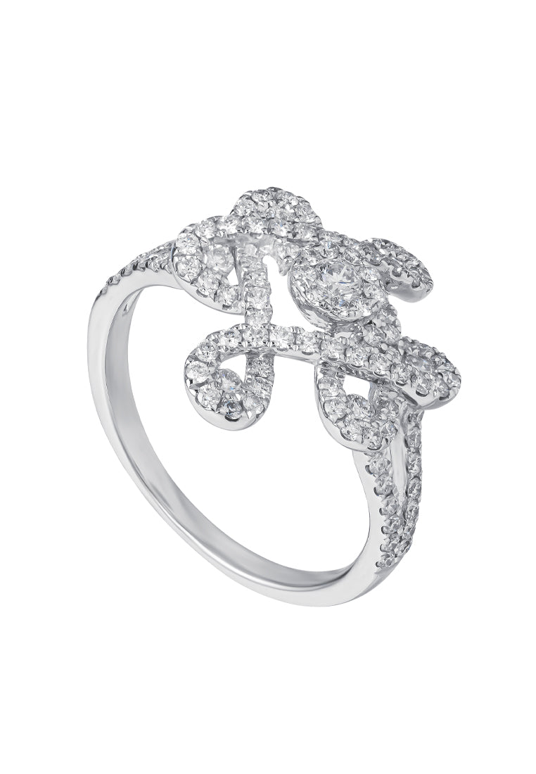 TOMEI Ruyi Knot Diamond Ring, White Gold 750