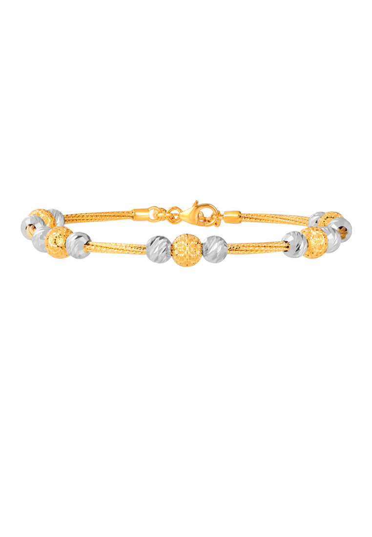TOMEI Lusso Italia Dual Tone Beads Bangle, Yellow Gold 916