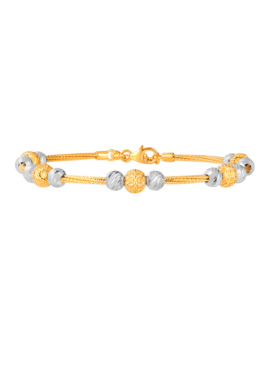 TOMEI Lusso Italia Dual Tone Beads Bangle, Yellow Gold 916