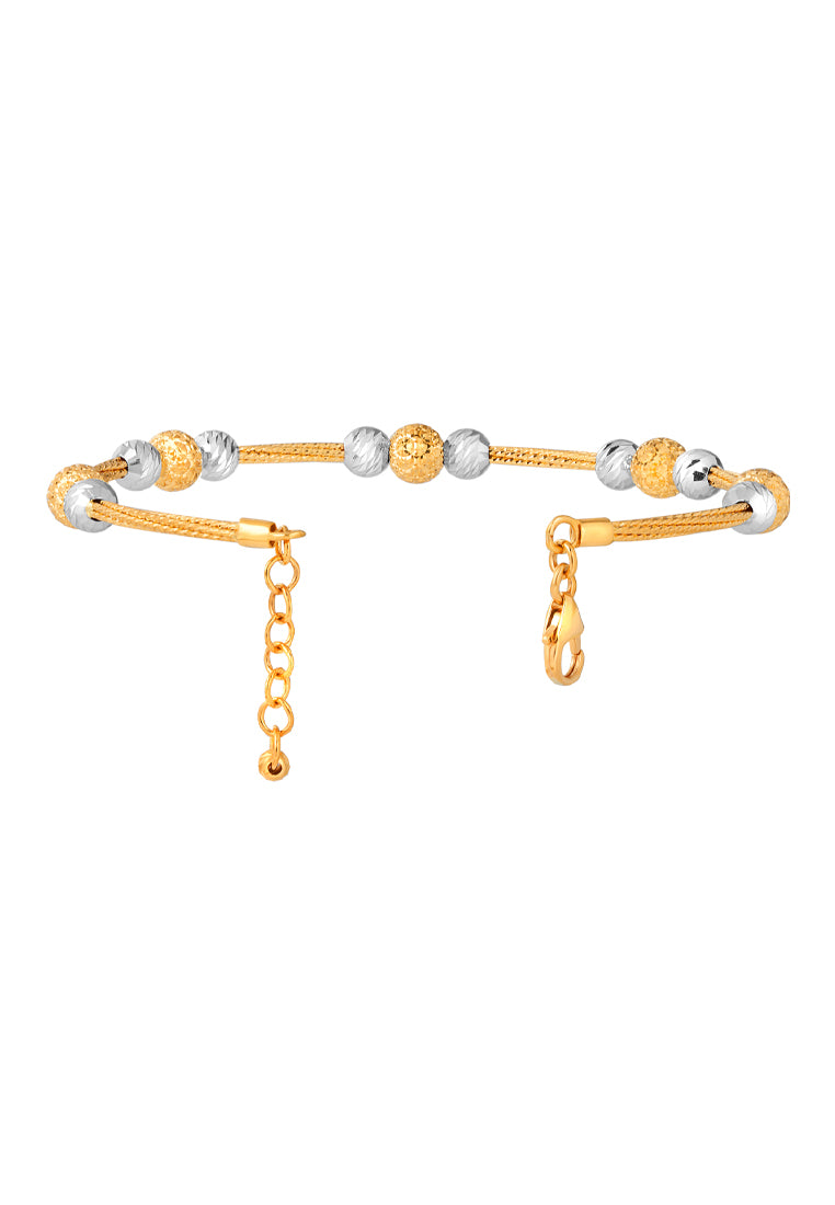 TOMEI Lusso Italia Dual Tone Beads Bangle, Yellow Gold 916