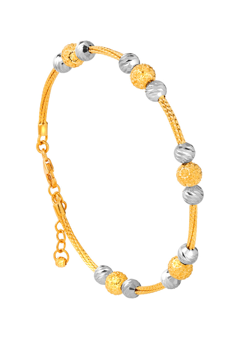 TOMEI Lusso Italia Dual Tone Beads Bangle, Yellow Gold 916