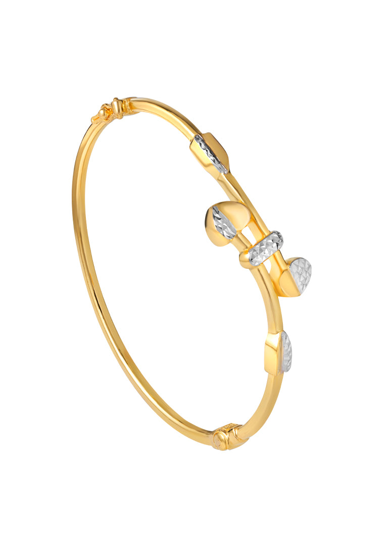 TOMEI Dual-Tone Love Arrow Bangle, Yellow Gold 916