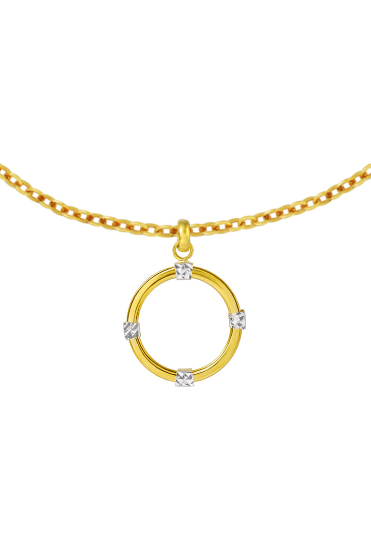 TOMEI Lusso Italia Dual-Tone Circle Pendant, Yellow Gold 916
