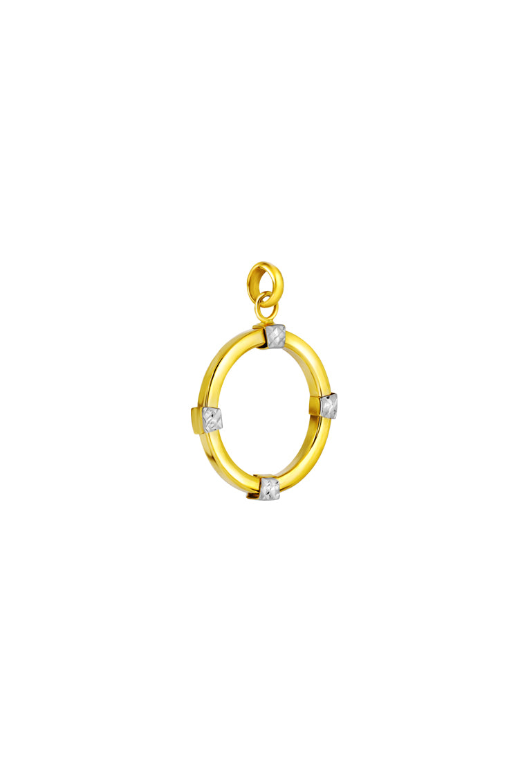 TOMEI Lusso Italia Dual-Tone Circle Pendant, Yellow Gold 916