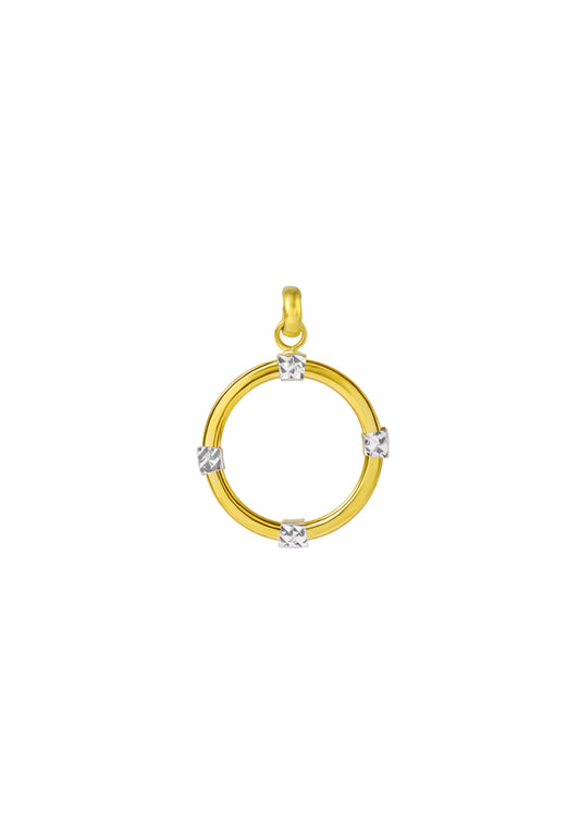 TOMEI Lusso Italia Dual-Tone Circle Pendant, Yellow Gold 916