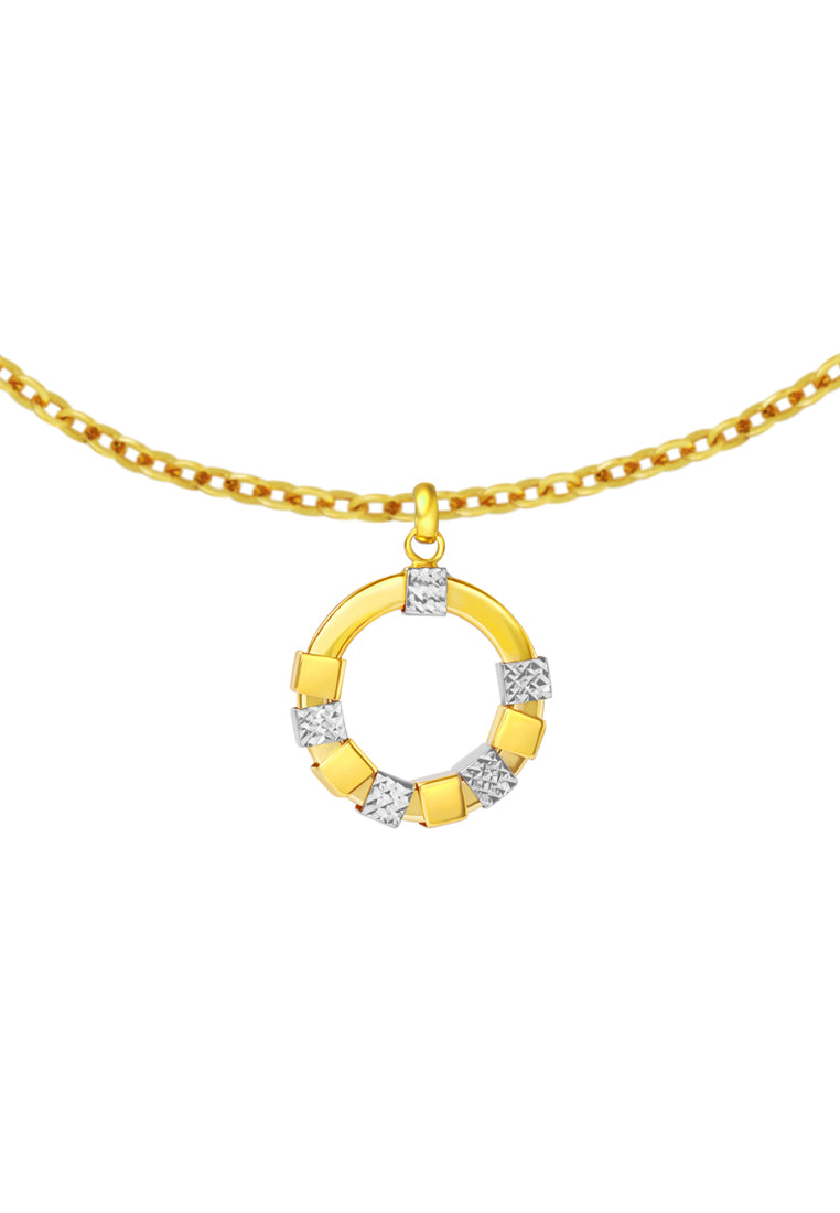 TOMEI Lusso Italia Dual-Tone Circle Pendant, Yellow Gold 916