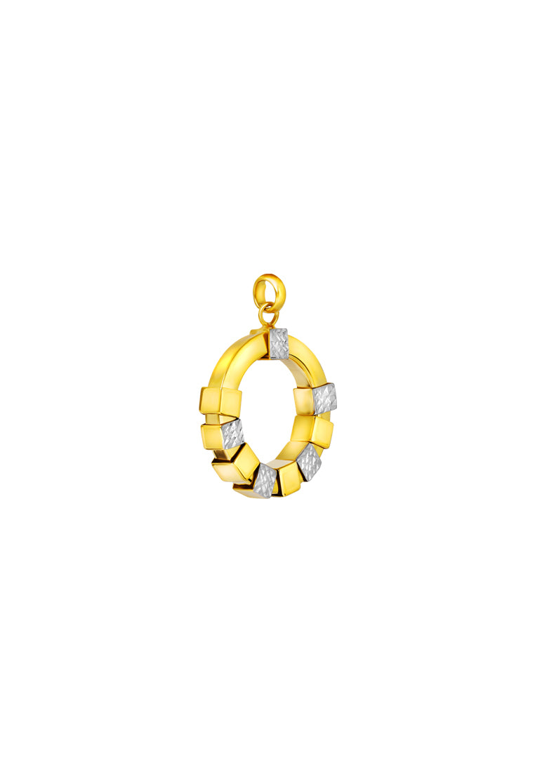 TOMEI Lusso Italia Dual-Tone Circle Pendant, Yellow Gold 916
